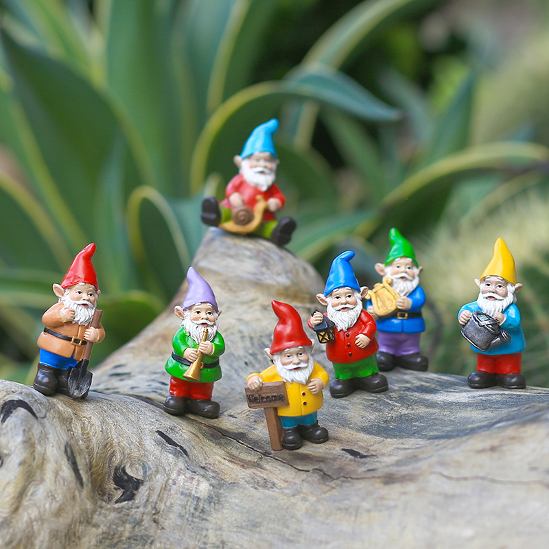 7Pcs/Set Miniature Funny Gnome - огляд і ціна Bonsai Garden For Desk